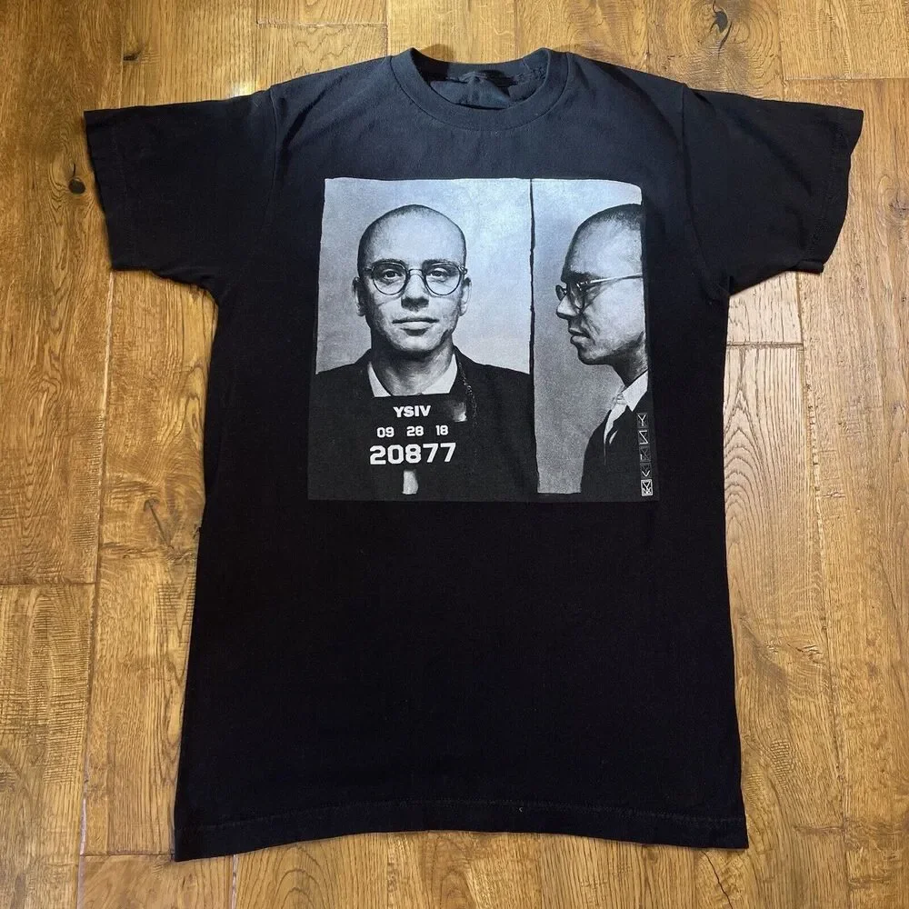 Logic YSIV Tour Merch Size Small Mug Shot Graphic Black T Shirt Slim Fit - Picture 1 of 4
